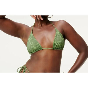 Good American Bikini Top Sz 2 Medium Tiny Ties Swim‎ In Pesto Swirl Green